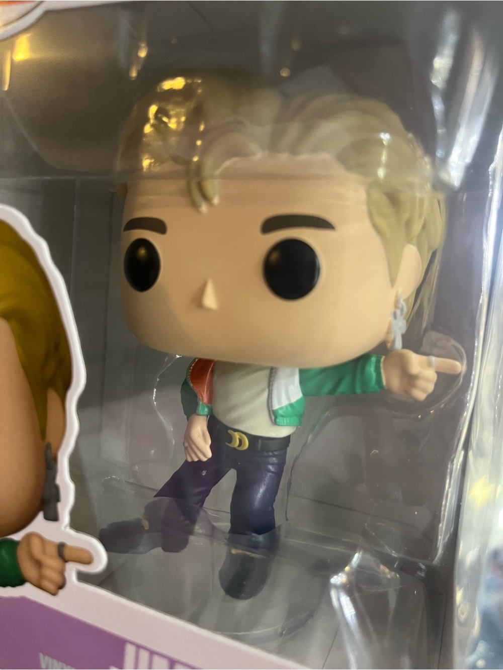 Funko Pop! Blonde Hair Figure with Green Jacket and Purple Pants JIMIN BTS